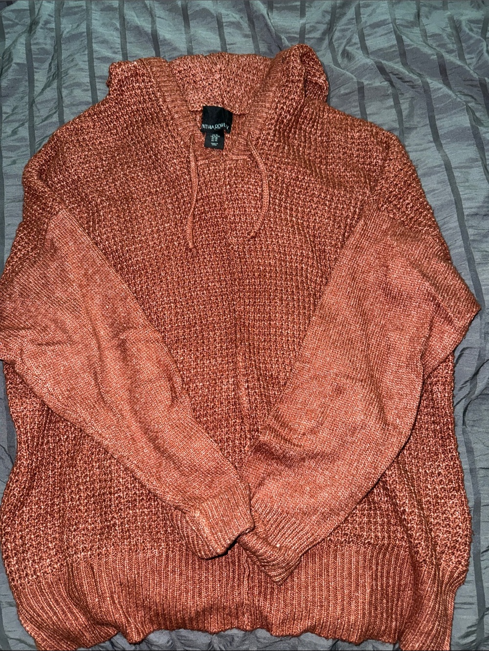 Cynthia Rowley Women’s Fall Knit Hooded Sweater in Burnt orange/Cream